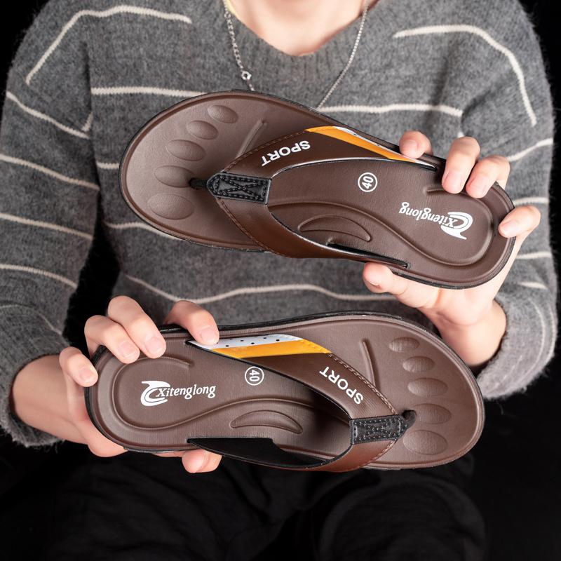 Мужские тапочки Летние шлепанцы для мужчин Пляжные тапочки Коричневые сандалии Удобная обувь Нескользящая обувь для ванной Мужские шлепанцы