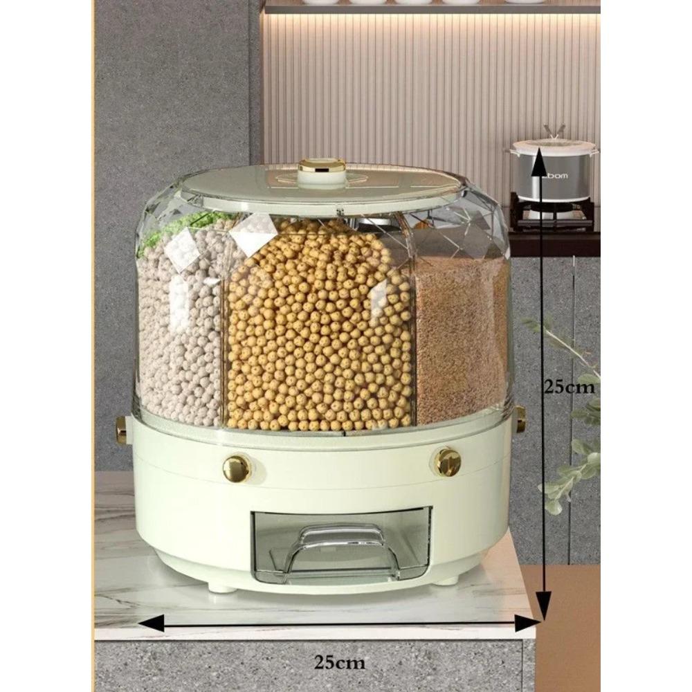 Вращающийся на 360 градусов дозатор для риса, герметичный диспенсер для ведер для сухих зерновых, влагостойкий кухонный контейнер для еды, ящик для хранения