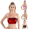 Women Leisure Vest Tank Wrap Around Leather Tube Top Shirt Mini Crop Top Bra Sleeveless Party Clubwear