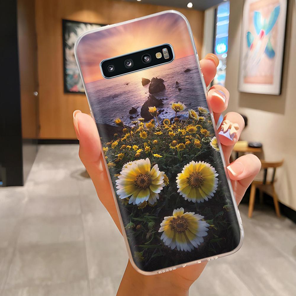 Чехол для Samsung Galaxy S10 Plus Задняя крышка Прекрасные Цветы Легкие Чехлы Для Samsung S10 S 10+ S10E Мягкий ТПУ Чехол