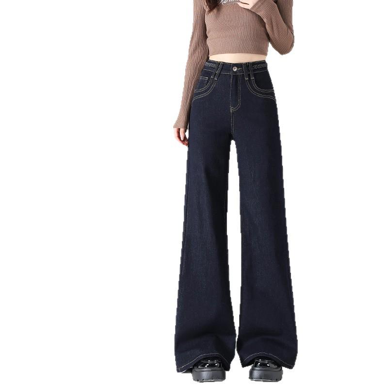 Женские джинсы petite plus size с микро-клешем из денима - Удлиненные, стройнящие, широкие и прямые, для весны и осени