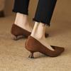 Krazing Pot Suede Fashion Summer Spring Autumn Summer Slip On Party Women Pointed Toe Stiletto Med Heels Pumps