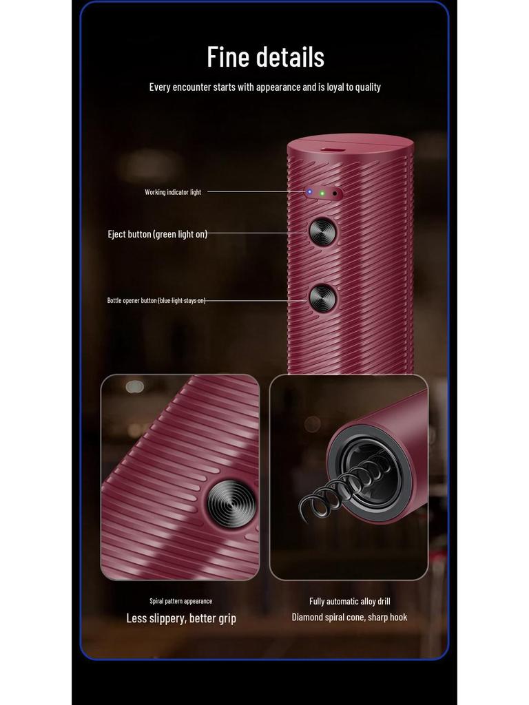 Zilu Electric Wine Bottle Opener: Portable, Automatic Kitchen Tool