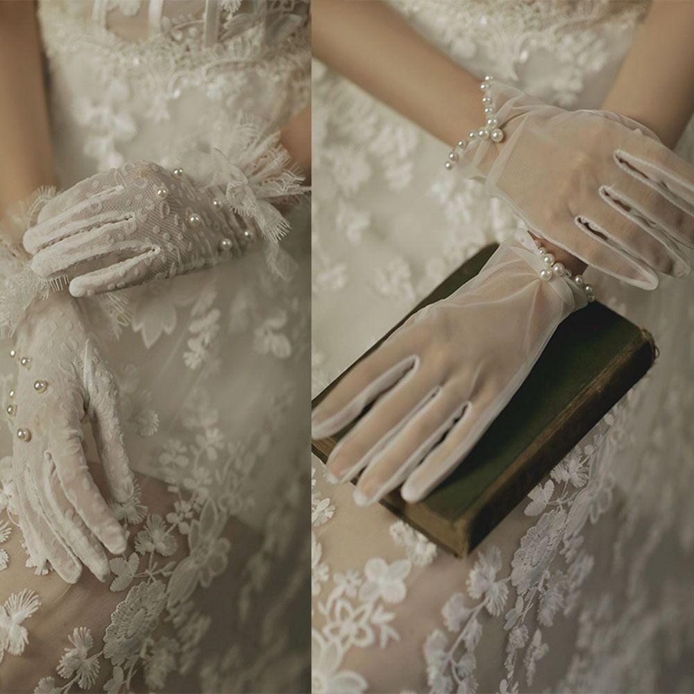 Декор Вечернее платье Свадебные перчатки для невесты Варежки для невесты Варежки для езды на велосипеде Кружевные перчатки