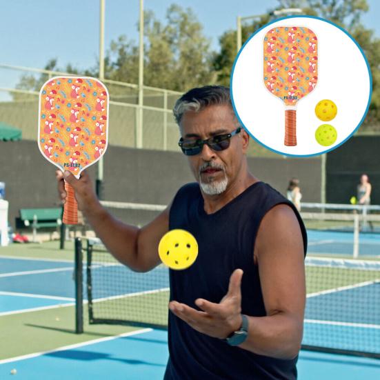 Набор для игры в пиклбол с ячеистым сердечником из стекловолокна и 4 мячами, эргономичная рукоятка