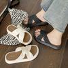 Versatile Thick Soled Slippers for Women's Summer Outdoor Wear, Fashionable Cross Temperament, Thick Soled Beach Sandals