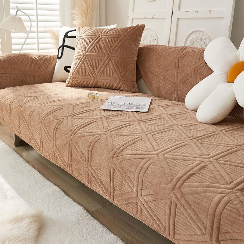 Plush Sofa Cushions: Modern, Simple, High-end, Winter, Thickened, Non-slip, Anti-run, Light Luxury Sofa Cover, Cover Cloth