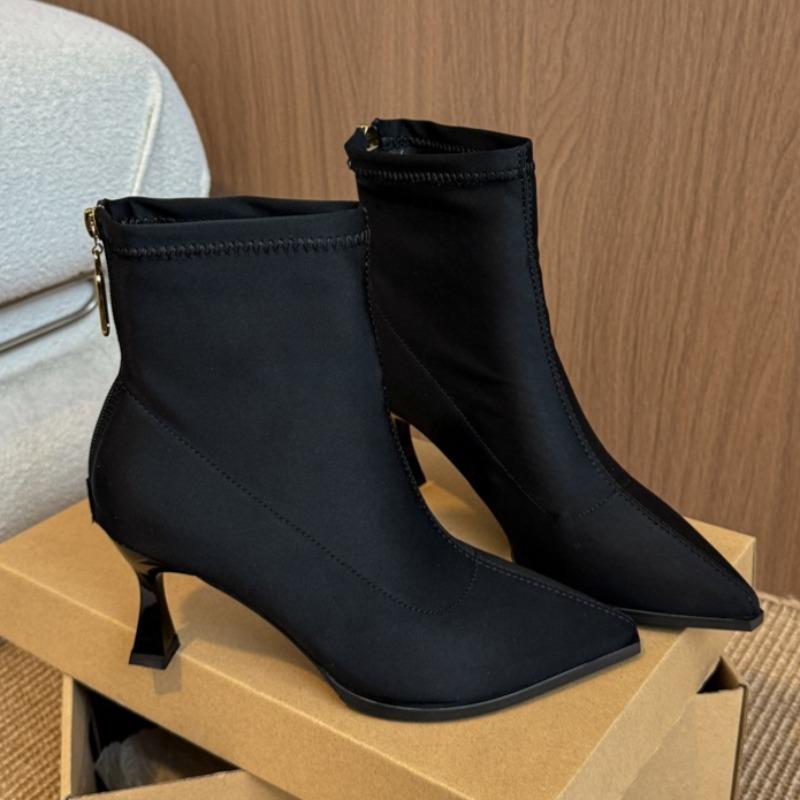 Женские ботильоны с острым носком, сексуальные туфли на высоком каблуке, модные туфли-лодочки нового тренда, зимние женские готические повседневные челси ботильоны