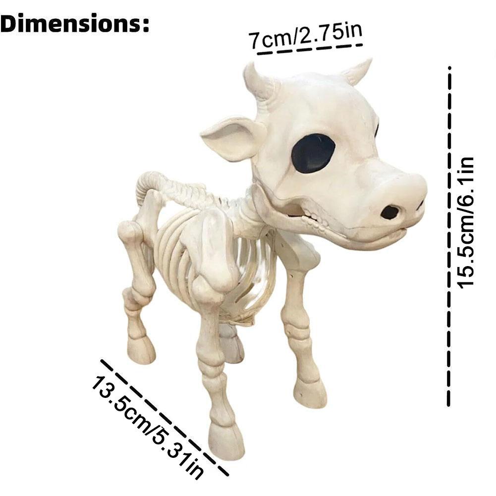 New Halloween Cow Horse Skeleton Tricky Graveyard Resin Cow Skull Skeleton Spooky Halloween Horror Cow Bones Skeleton Decor