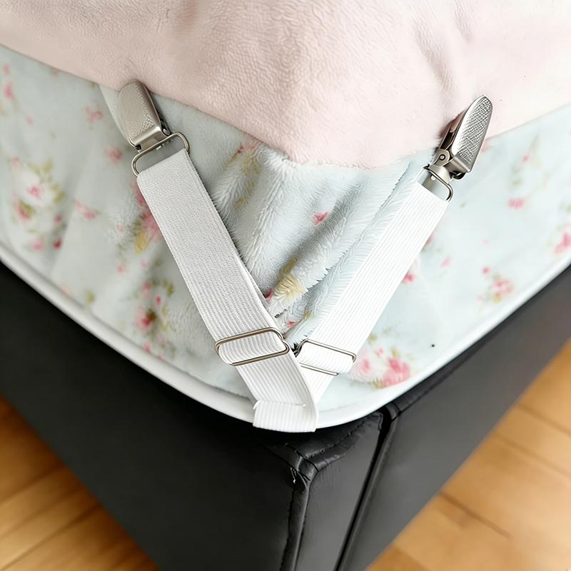 Adjustable Heavy Duty Sheet Fasteners Elastic Anti-Slip Bed Sheet Clips for Bedding Cushions Travel Dorm Home Use