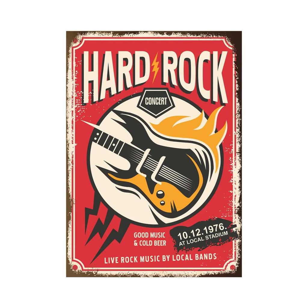 pc Vintage Rock Music Metal Poster Tin Signs Retro Guitar Rock Party Metal Plates Wall Art for Bar Pub Home Wall Art Decor