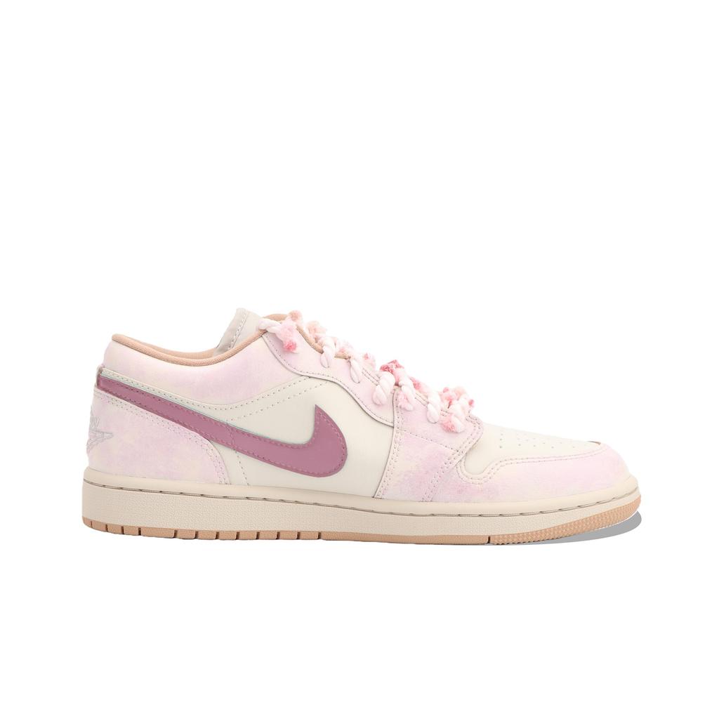 Jordan Air Jordan 1 Moonlit River, Pink Bloom Flower Sea Cushioning Slip Resistant Abrasion Resistant Low top DC0774-130 (Team1335-)