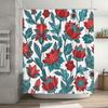 Artistic Floral Shower Curtain 3D Printed Bathroom Decor for Home Decoration in Blue Red Color