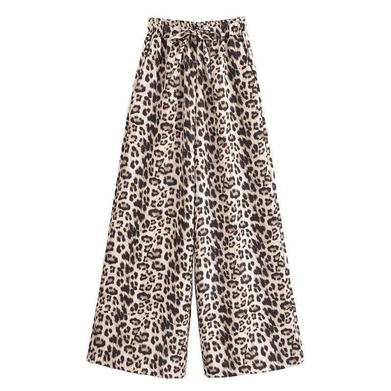 Fashion Wind 2024 Summer New Arrival Female Slim Looking Easiest for Match Linen Blend Animal Print Loose Pants 8018403