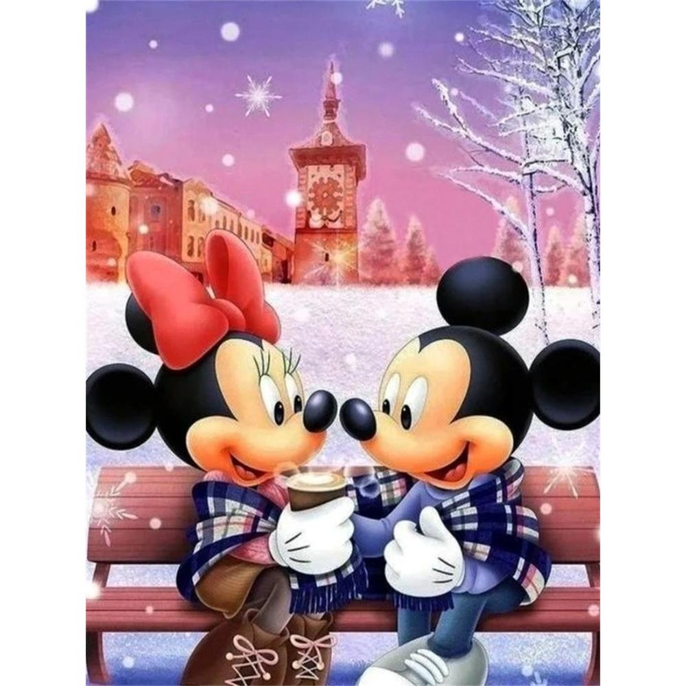 Disney Алмазная живопись: Дисней Микки Минни Зимняя Тема Иллюстрация DIY Набор для Взрослых Искусство и Ремесла Домашний Декор и Подарки