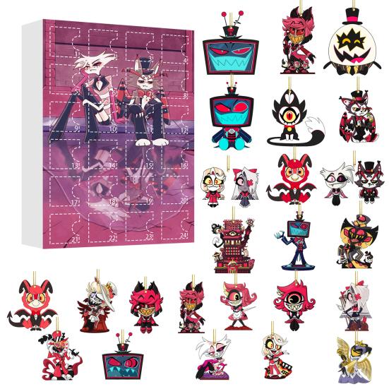 Yousheng  Hazbin Hotel Advent Calendar 24 Day Christmas Countdown Box with Unique Window Design Multifunctional Holiday Decoration for Kids Rooms Cars