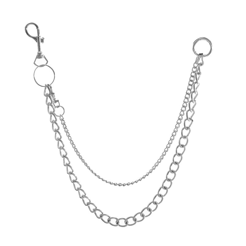 LIFKOME pants chain wallet iron silver key accessory hanging hip hop punk jeans 47.5cm