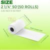50 Rolls 2 1 4" 50' Feet White Paper Cash Register POS Receipt Fits All Credit Card Terminal Great For Cashier Receipt Small Bu