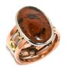 Кольцо из натурального красного дерева и обсидиана, двухцветное, стерлинговое серебро 925 пробы, S.7.5 p6O24
