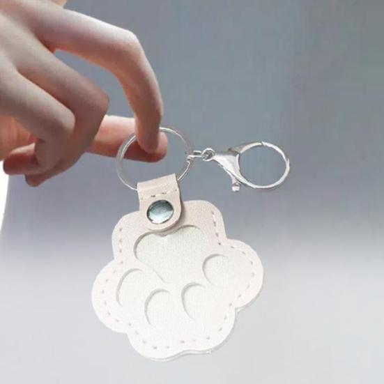 Pet Hair Storage Keychain Faux Leather Paw Shape Fillable Pendant Keychain with Keyring Pet Memorial Keychain Keepsake Gift for Dog Cat Lovers