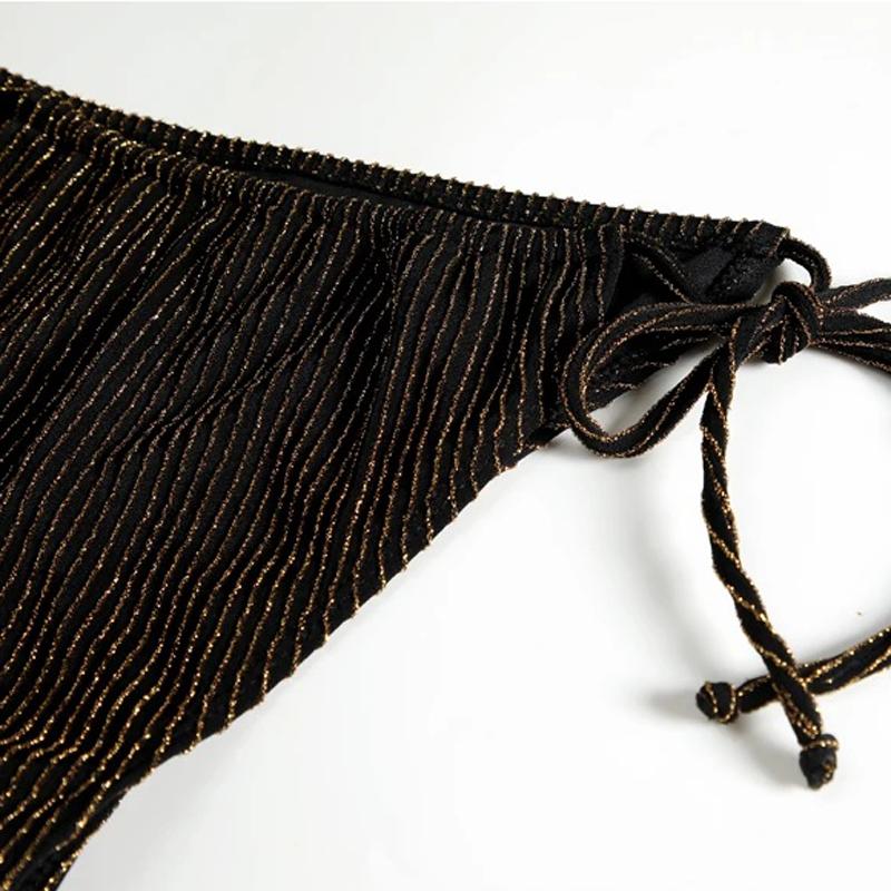 CINOON Сексуальное бикини пуш-ап женские купальники женский комплект микро бикини однотонные стринги с завязками сбоку купальный костюм купальные костюмы