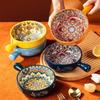 Bohemians Ceramic Handled Soup Bowl Serving Bowl Suitable for Oven and Microwave Safe Use Easy Cleaning Dishwasher Safe