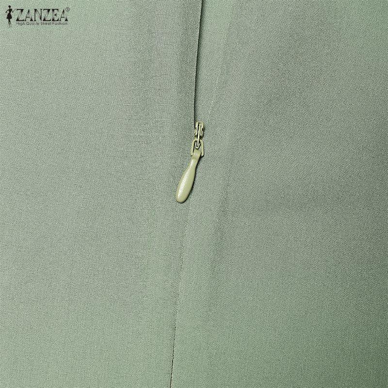 ZANZEA Женское повседневное платье с круглым вырезом, длинными рукавами, свободного кроя, с сетчатой вставкой в стиле пэчворк