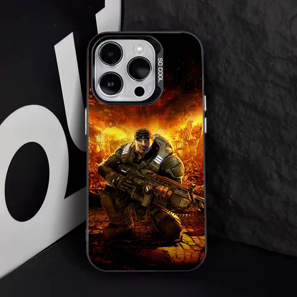 Игровой чехол G-Gear Of Wars для iPhone 17,16,15,14,13,12,11,Pro,XS,Max,Plus,Mini,SE4,E Черный Матовый Ударопрочный Чехол