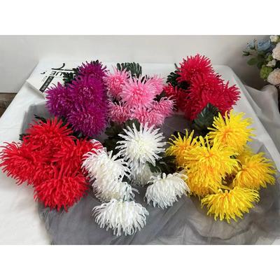 7 Голов /1 шт 55 см золотая ветка хризантемы пластик Искусственные цветы flores DIY свадебное украшение для дома растение