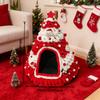 Handmade Christmas Tree House, Winter Warmth Indoor Bed with Random Decorations - No Included -Perfect Gift for S and Small Dogs