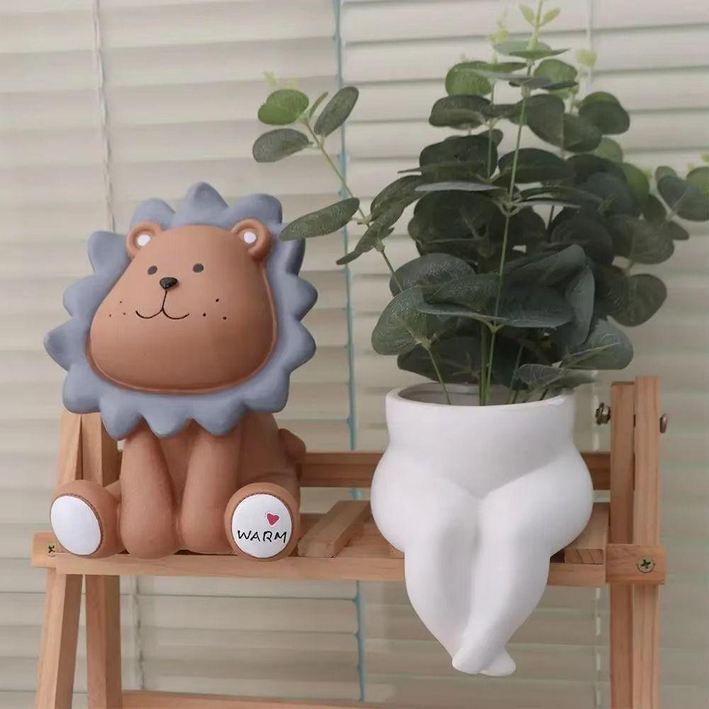 Nordic Style Lion Money Box Resistant Fall Saving Box Animal Figurines Piggy Bank Children Use