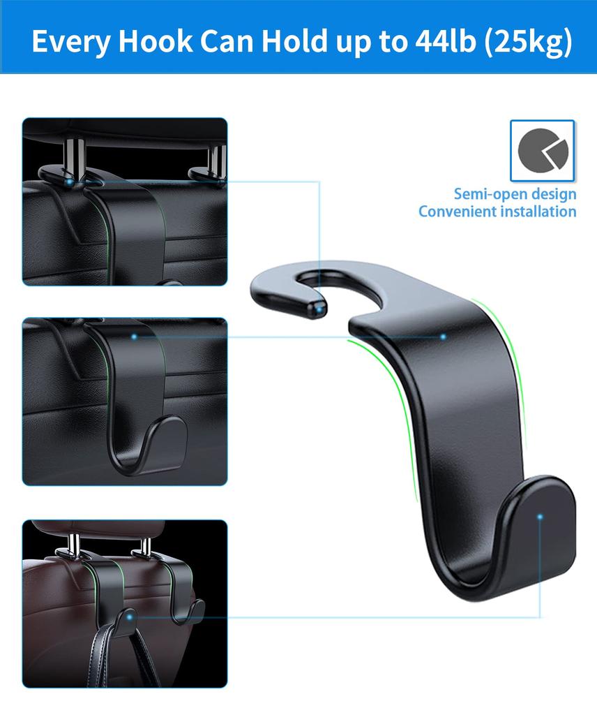 4 Piece Car Storage Organizer for Hanging Handbags (Black)