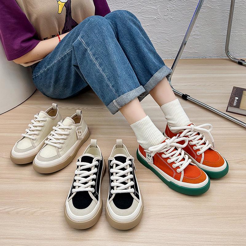 Летняя дышащая парусиновая обувь, женская универсальная студенческая обувь для скейтбординга, повседневная обувь на толстой подошве, модная обувь