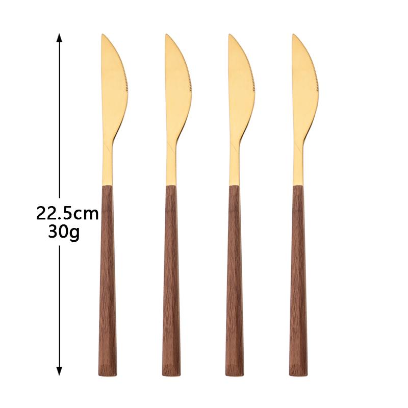 4/12/16Pcs Cutlery Set Chopsticks Knives Forks Spoons Tableware Set with Imitation Wooden Handle Korean Japanese Dinnerware Set
