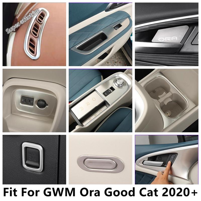 Dashboard Air AC Vent / Glove Box / Window Lift / USB Panel Cover Trim For GWM Ora Good Cat - 2024 Stainless Accessories