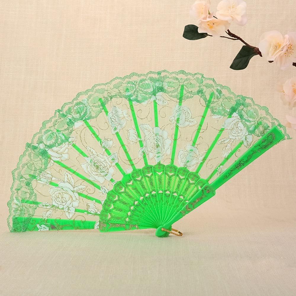 Ручной Складной Веер Пластиковая Ручка Испанский Веер Украшения Женский Кружевной Ручной Веер Танцевальный Реквизит