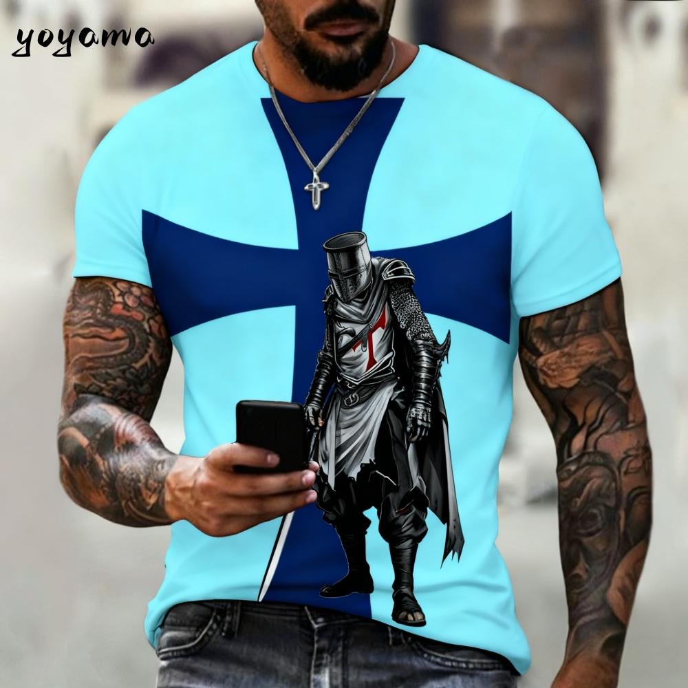 Vintage Knights Templar 3D Print T-Shirt Kids Summer Kids Short Sleeve Tee Boy and Girl T-Shirts Street Y2k Clothes