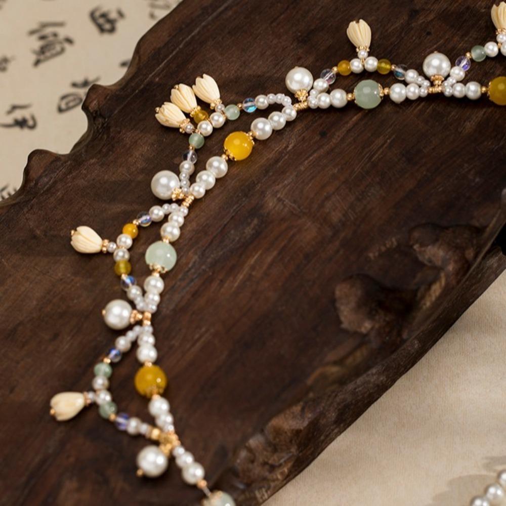 Exquisite Chinese Style Necklace Pearls Cheongsam Clavicle Chain Hanfu Necklaces Song Dynasty