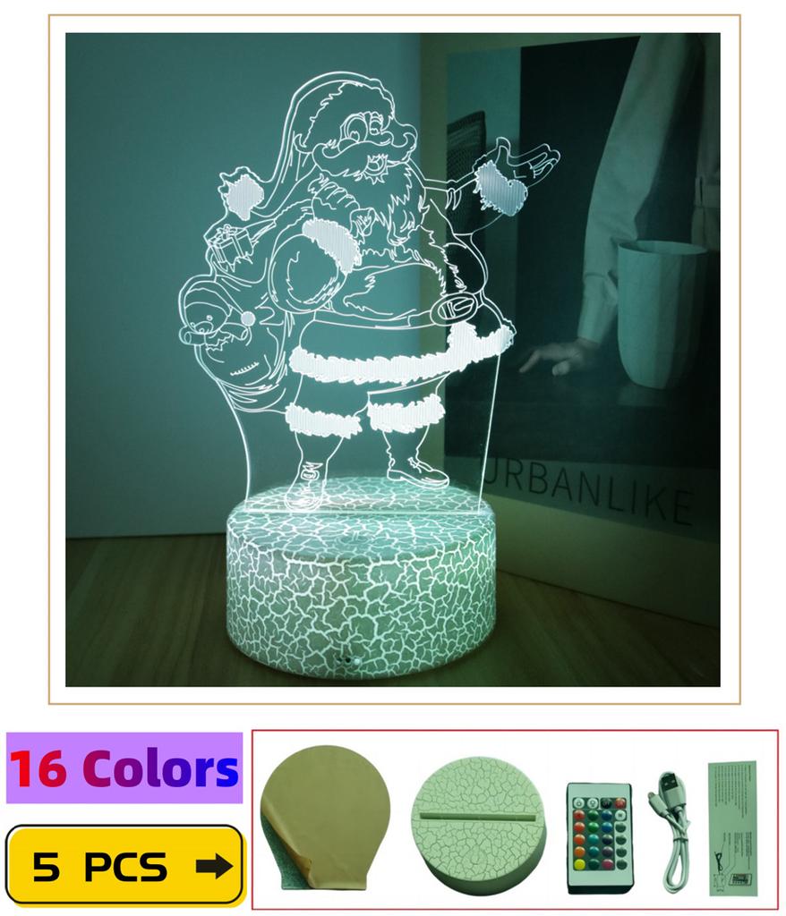 Светодиодный ночник 3D лампы Иллюзия Стич Рождественская елка Дед Мороз Снеговики Детский ночник Лампа для декора дома Детская игрушка Рождественские подарки