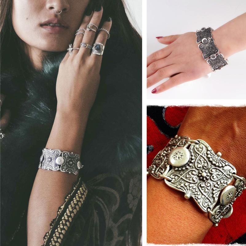 Модный Цыганский Браслет Хиппи Бохо Поп Античная Серебряная Монета Коренастый Племенной Браслет