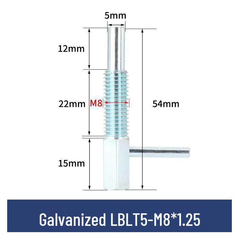 L-Shaped Knob Plunger with Coarse Thread Indexing Safety Pin - Stainless/Carbon Steel, Zinc-Plated.