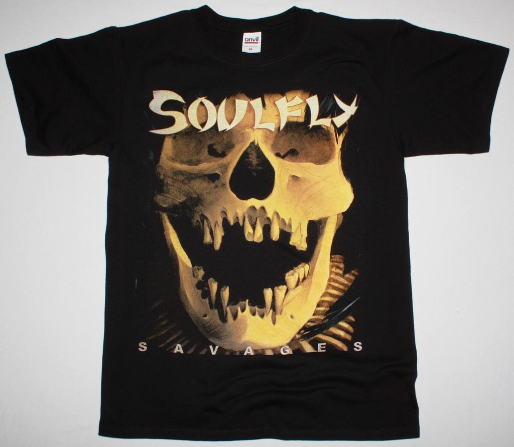Vtg SOULFLY SAVAGES Out Boy band Heavy Cotton Black All Size Men Shirt MM078