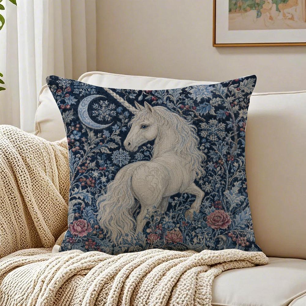 Unicorn Millefleurs Cushion Cover Breathable Organic Short Plush Cushion Covers Machine Washable WrinkleResistant Soft Durable