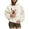 Pet Sling Hoodie Long Sleeve Fleece Kangaroo Pouch Sweatshirt for Cats Dogs Oversized Pullover Pet Carrier Tops for Autumn Winter