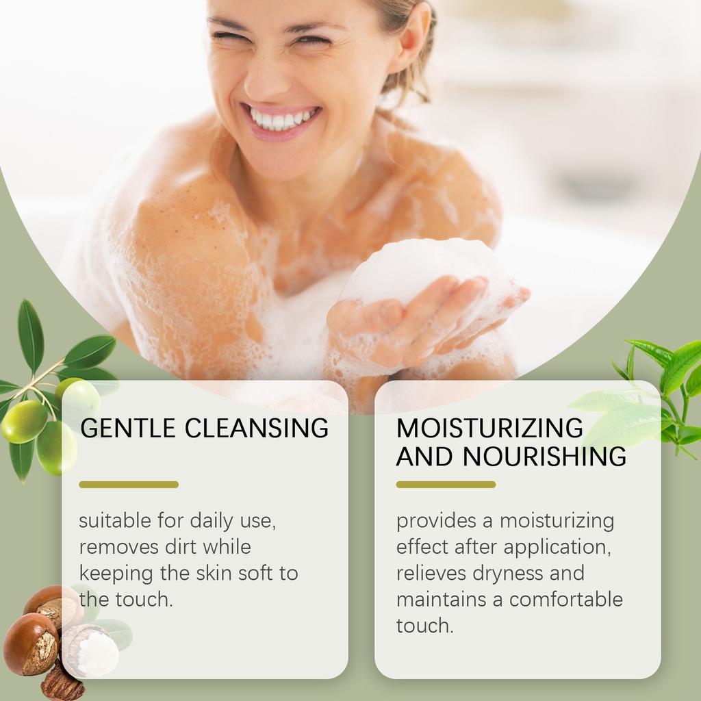 Мыло для ванны с зеленым чаем Мягкое питательное средство для тела Чистое и увлажняющее освежающее пенящееся мыло