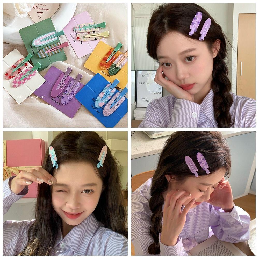 Duckbill Clip Fruit Hairpin Geometry Makeup Hair Clip Simple Traceless Hairpin Girls