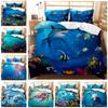 Underwater World Whale Shark Quilt Set Three-Piece 3D Digital Printing Grinding Bedding