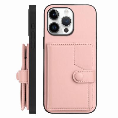 Чехол для iPhone 16 Pro с блокировкой RFID, держатель для карт, подставка, задняя крышка телефона из ТПУ+ПУ кожи
