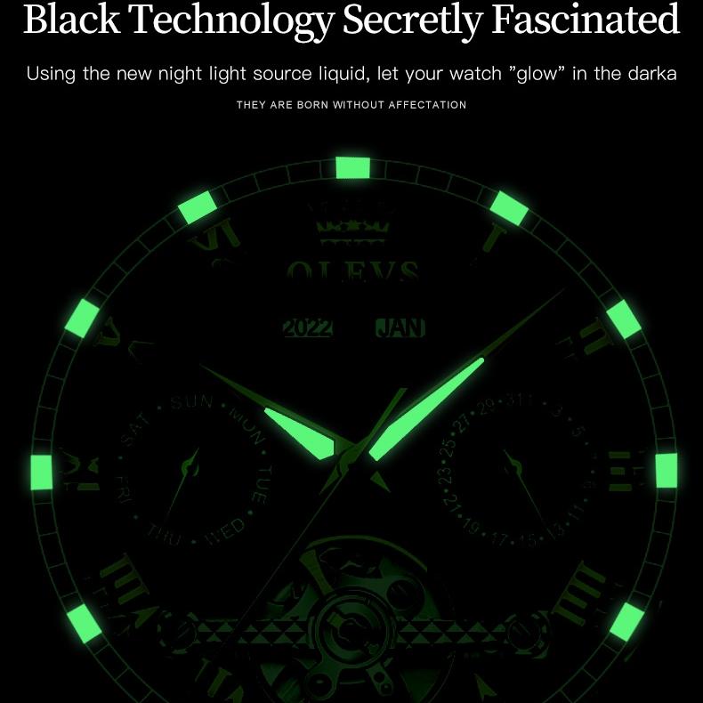 OLEVS Брендовая модная тенденция, повседневная пара механических выражений, часы для мужчин и женщин