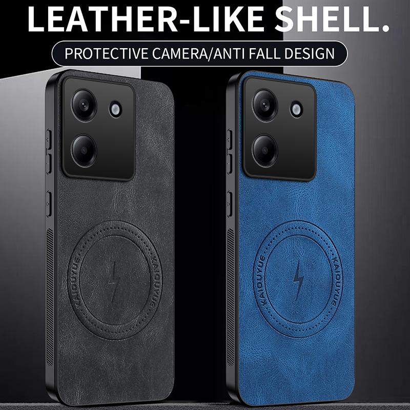 Роскошный магнитный беспроводной чехол для телефона Poco M7 Pro для Xiaomi Poco M7 Pro Противоударная матовая кожаная задняя крышка